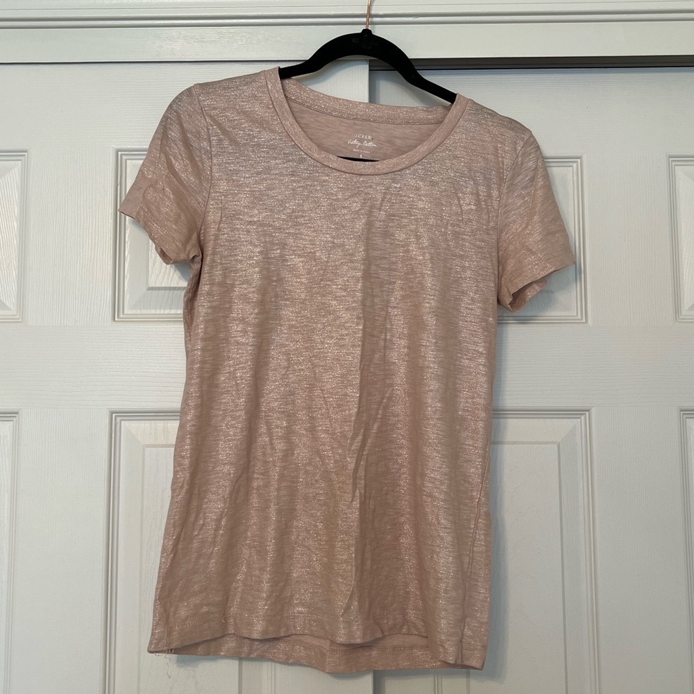 J. Crew Shimmer Tee (Blush/Pink) - Small